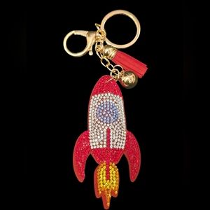 Sparkly Rhinestone Rocket Bag Charm / Keychain – Fun Bag Charm